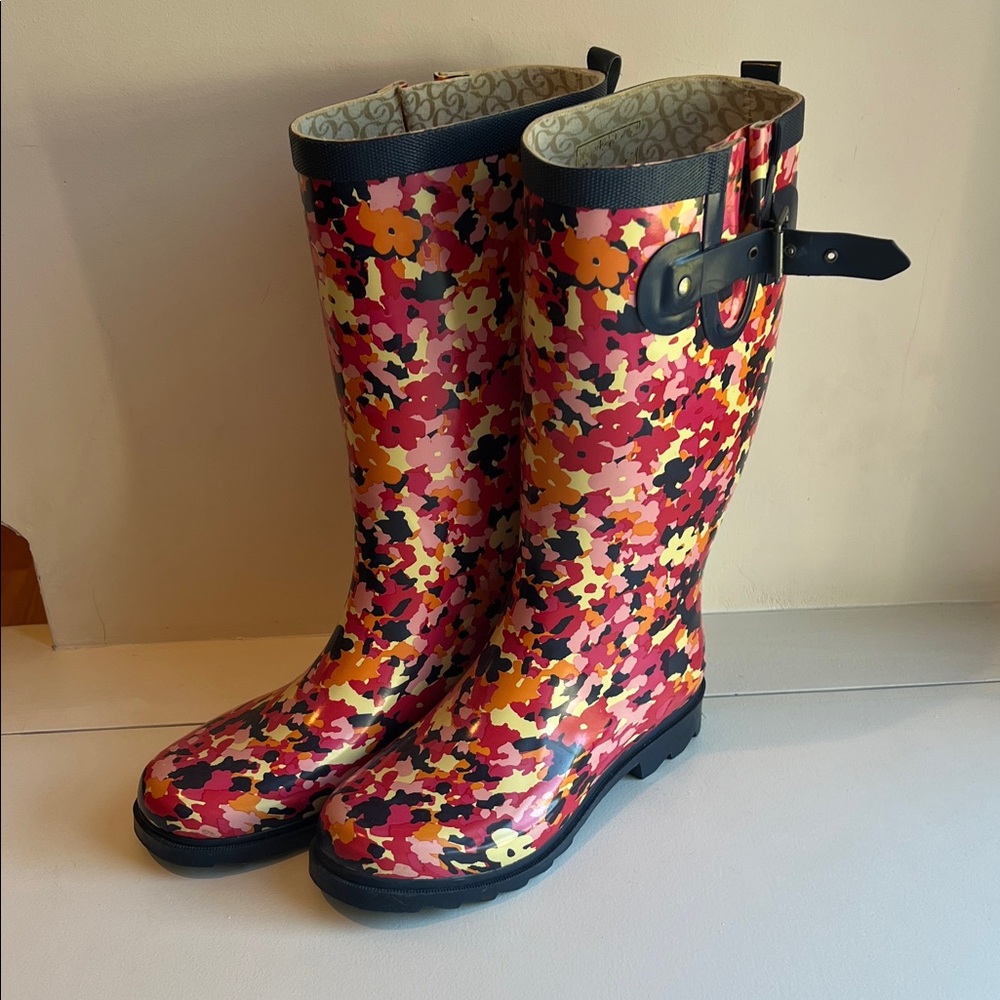 Colorful Floral Women's Rain Boots